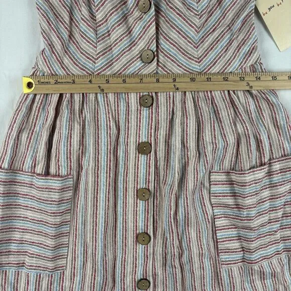 BeBop Spaghetti Strap Linen Button Front Pocketed Midi Dress Women's Size M Pink - Picture 7 of 12